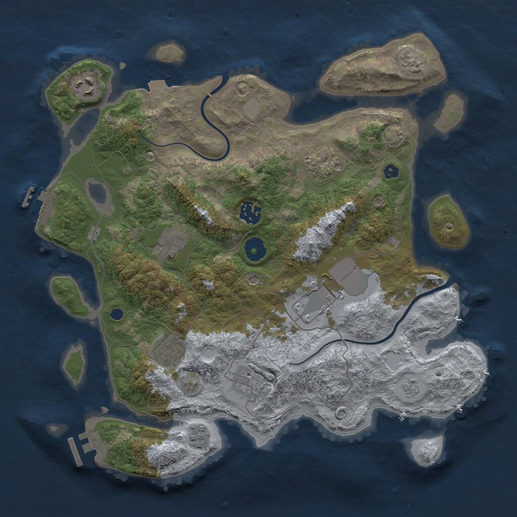 Rust Map: Procedural Map, Size: 3500, Seed: 355595868, 14 Monuments