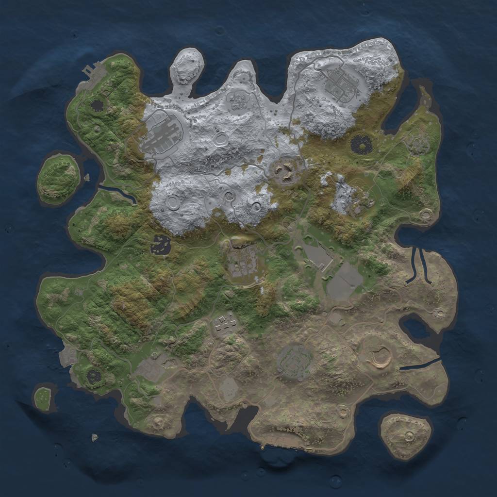 Rust Map: Procedural Map, Size: 3500, Seed: 1241235187, 19 Monuments
