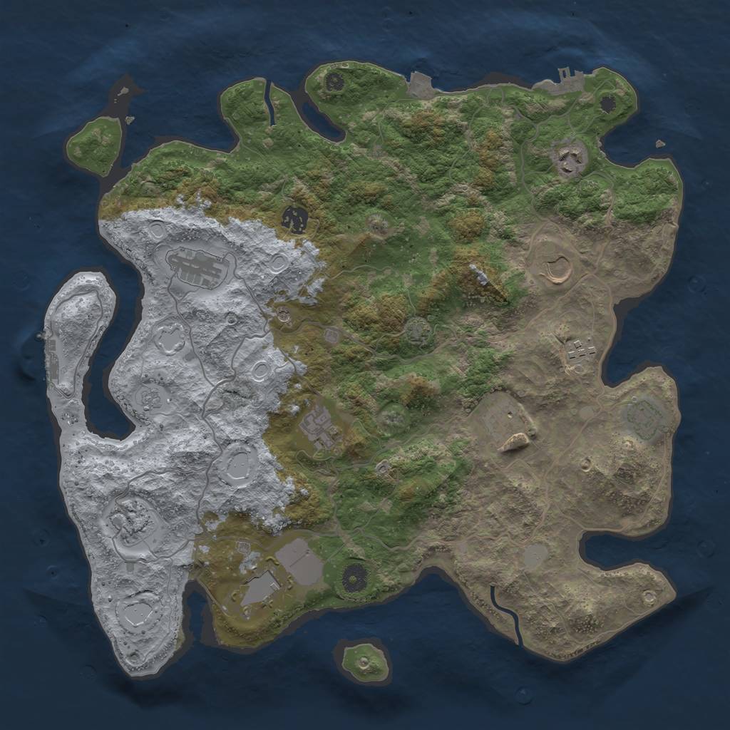 Rust Map: Procedural Map, Size: 4000, Seed: 74752763, 18 Monuments
