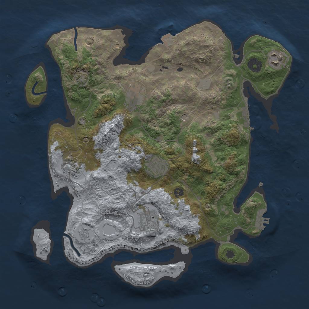 Rust Map: Procedural Map, Size: 3250, Seed: 1799581011, 13 Monuments