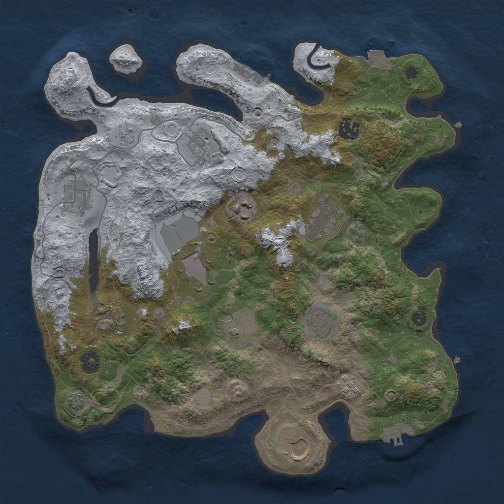 Rust Map: Procedural Map, Size: 3500, Seed: 1458385963, 19 Monuments