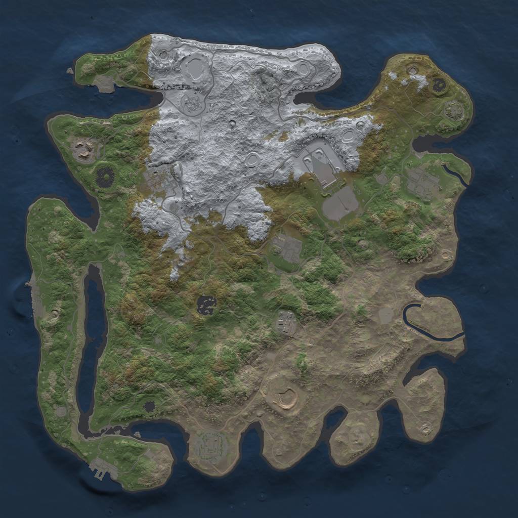 Rust Map: Procedural Map, Size: 3800, Seed: 44666, 17 Monuments