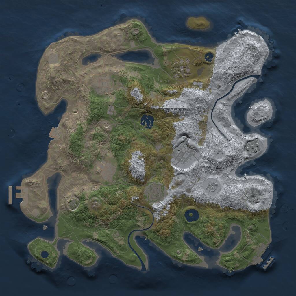 Rust Map: Procedural Map, Size: 3250, Seed: 564530349, 13 Monuments