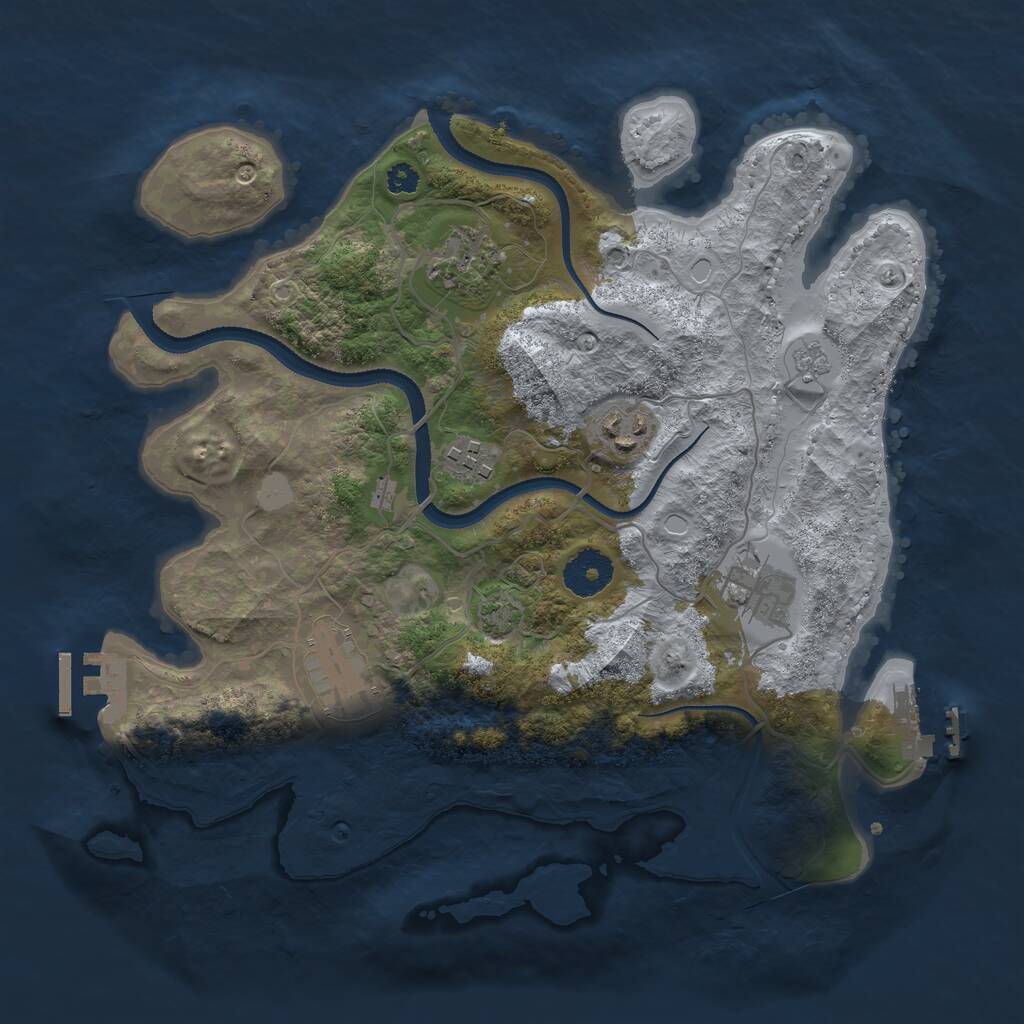 Rust Map: Procedural Map, Size: 3250, Seed: 1075891289, 10 Monuments