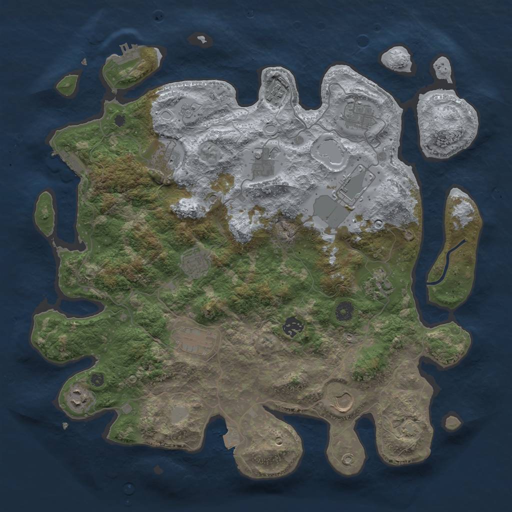 Rust Map: Procedural Map, Size: 3950, Seed: 1836629893, 19 Monuments