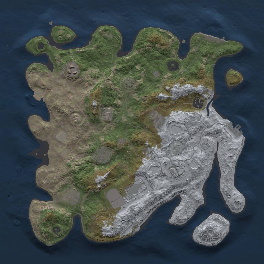 Rust Map: Procedural Map, Size: 3500, Seed: 1941517783, 16 Monuments