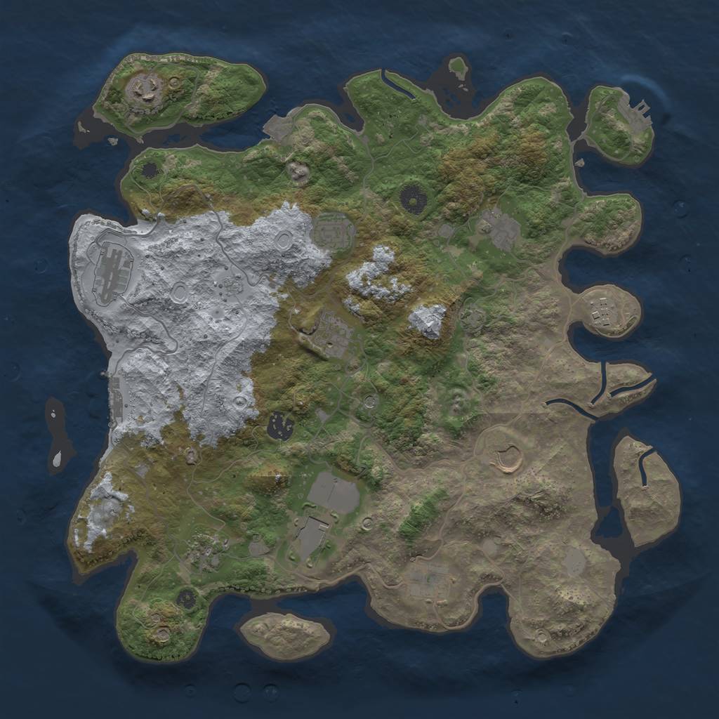 Rust Map: Procedural Map, Size: 3900, Seed: 415666, 19 Monuments