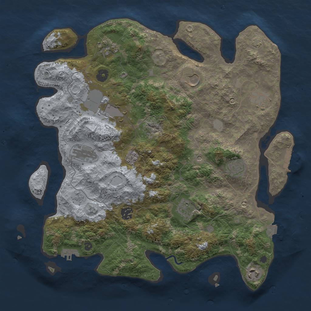 Rust Map: Procedural Map, Size: 3750, Seed: 42999, 18 Monuments
