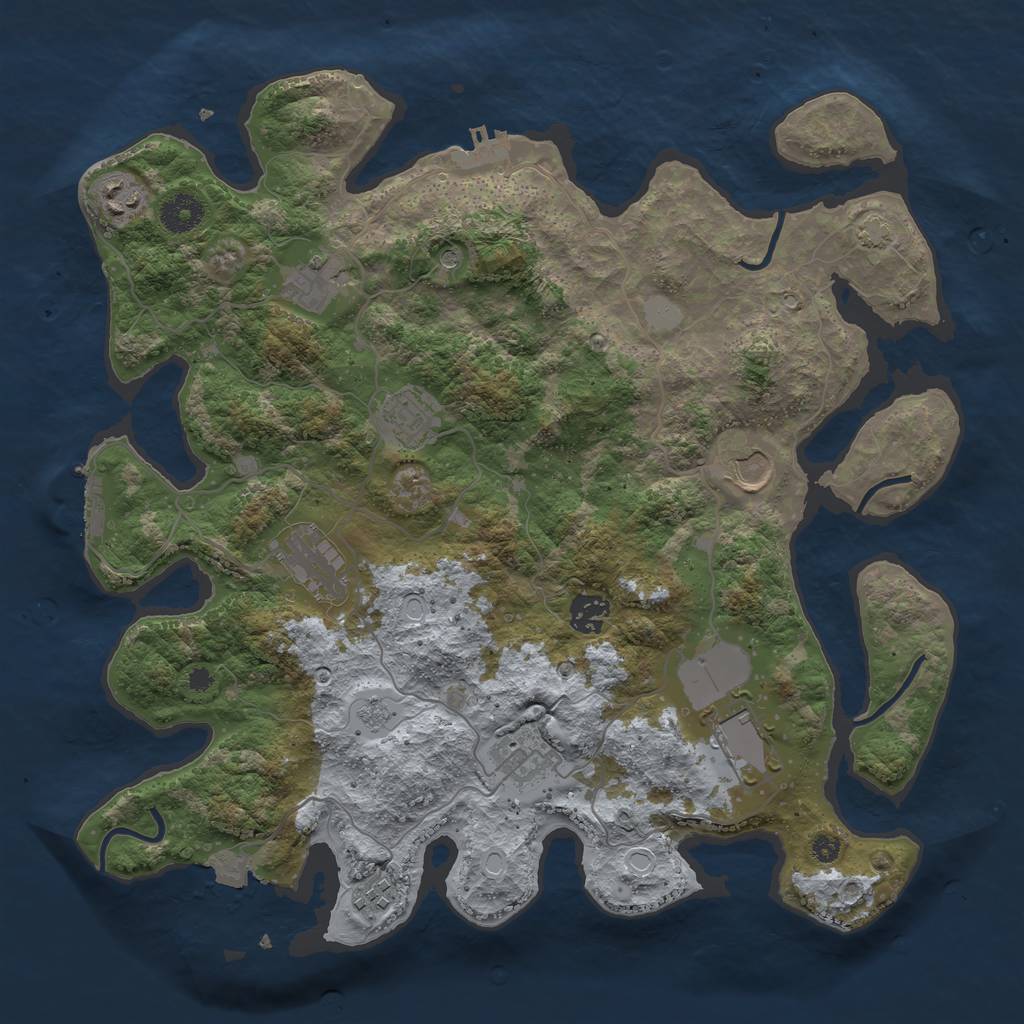 Rust Map: Procedural Map, Size: 3750, Seed: 2264, 17 Monuments