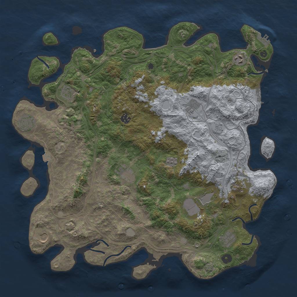 Rust Map: Procedural Map, Size: 4500, Seed: 648253, 19 Monuments