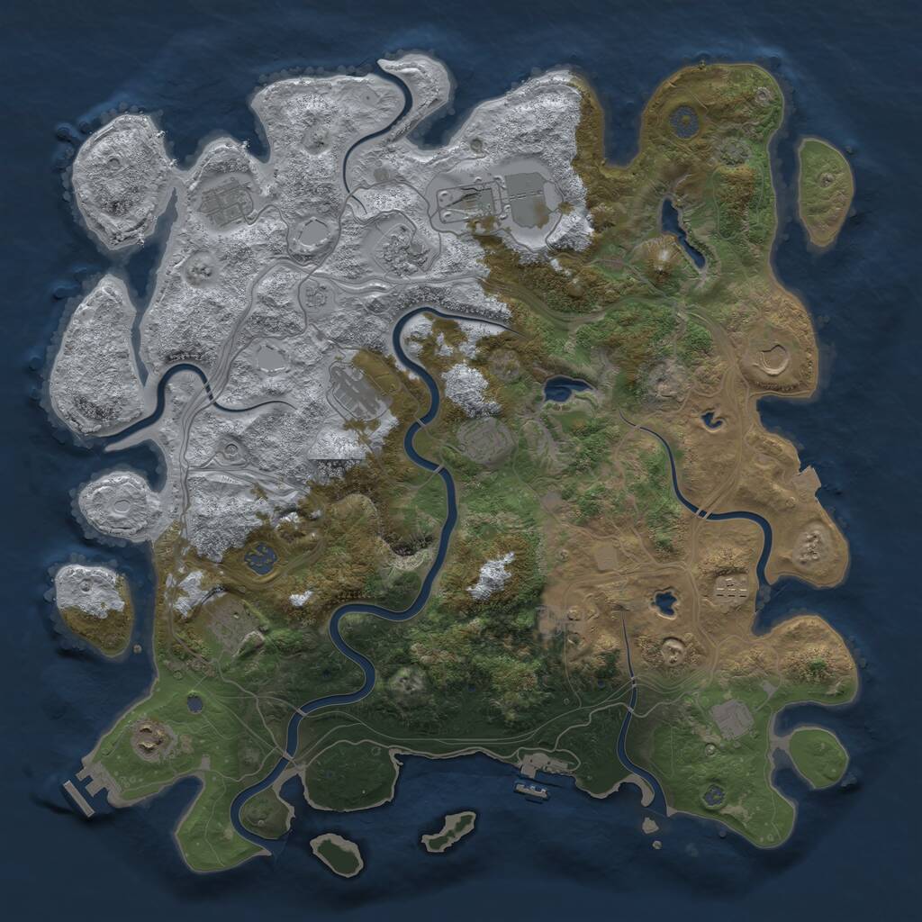 Rust Map: Procedural Map, Size: 4500, Seed: 52334, 17 Monuments