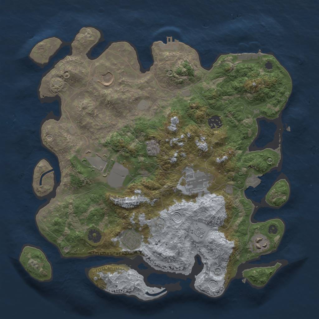 Rust Map: Procedural Map, Size: 3500, Seed: 1720406222, 15 Monuments