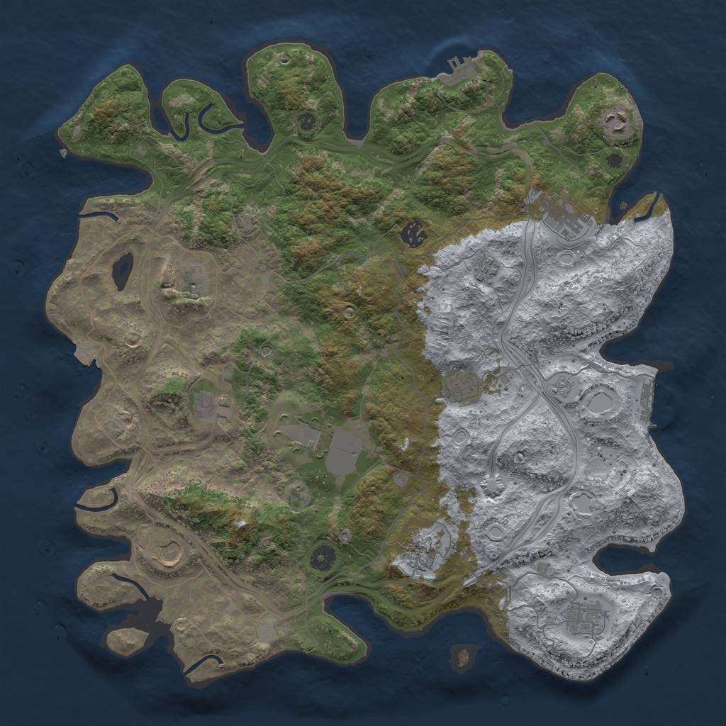 Rust Map: Procedural Map, Size: 4250, Seed: 2084491107, 19 Monuments