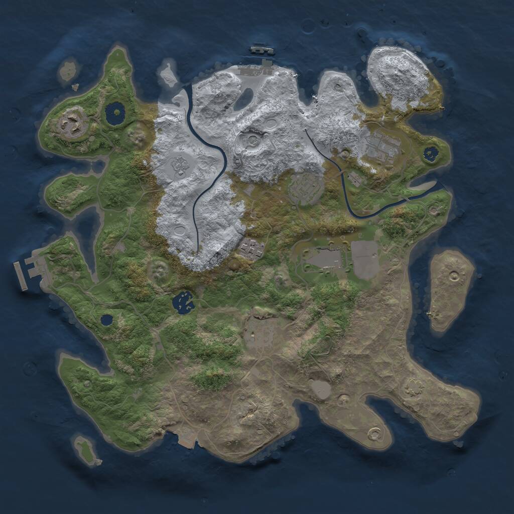 Rust Map: Procedural Map, Size: 3500, Seed: 1593582260, 13 Monuments