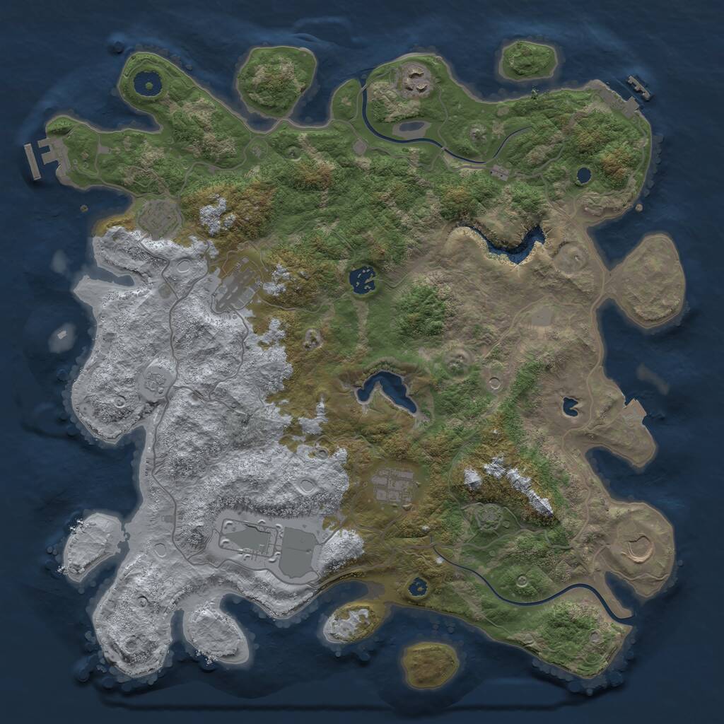 Rust Map: Procedural Map, Size: 4000, Seed: 636644148, 13 Monuments
