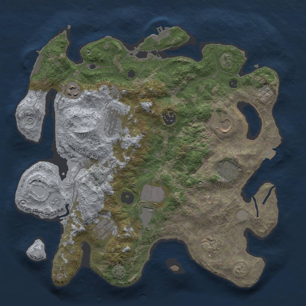Rust Map: Procedural Map, Size: 3500, Seed: 1881867614, 17 Monuments