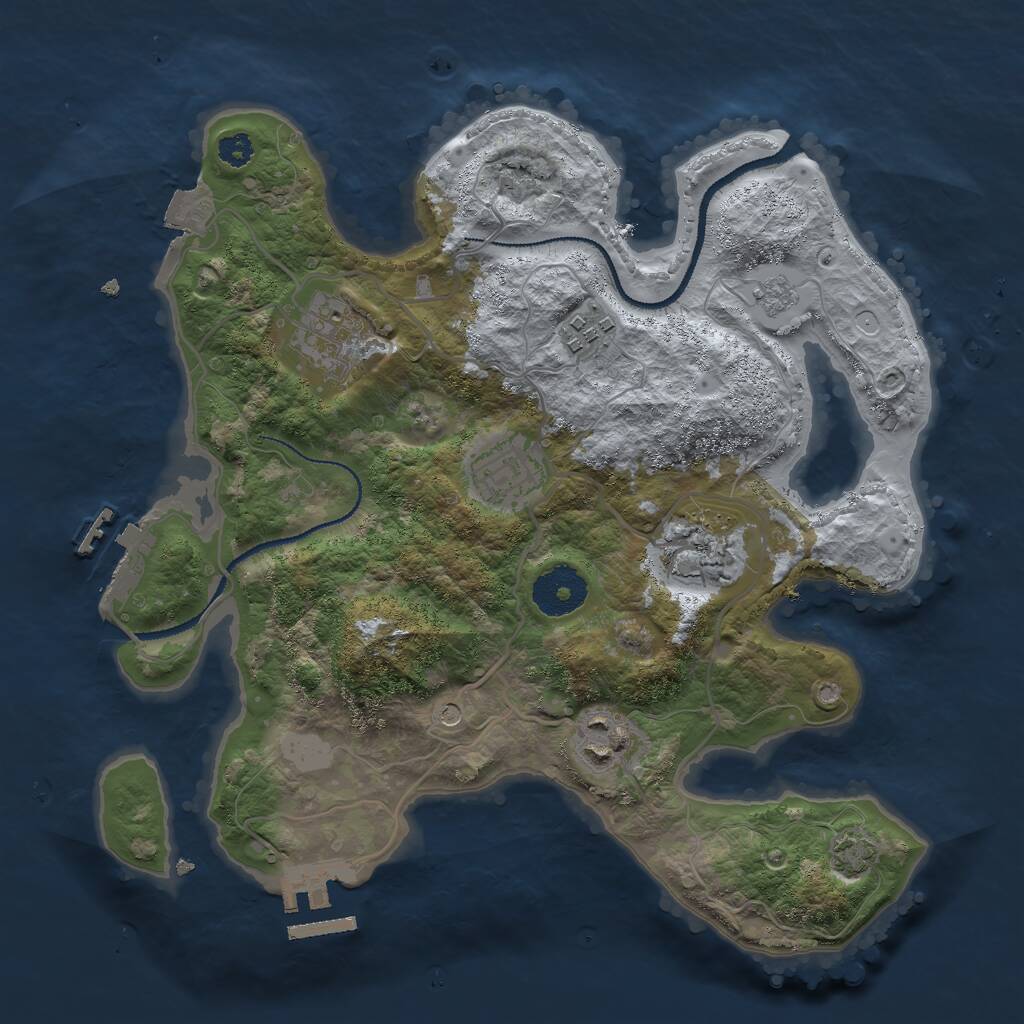 Rust Map: Procedural Map, Size: 3000, Seed: 1708625, 11 Monuments