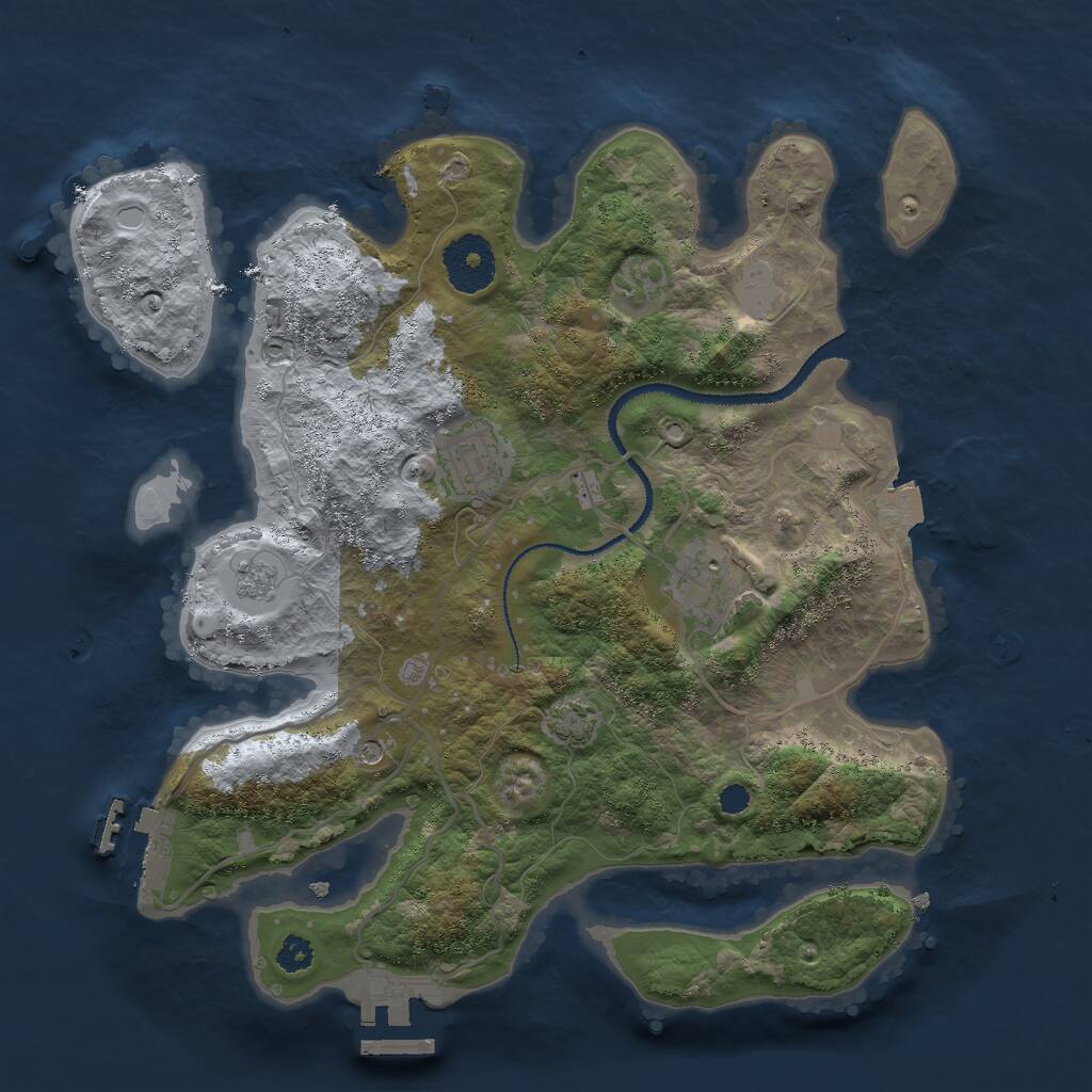 Rust Map: Procedural Map, Size: 3000, Seed: 1353795310, 8 Monuments