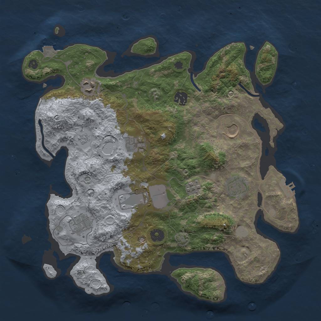 Rust Map: Procedural Map, Size: 3500, Seed: 1090723173, 15 Monuments