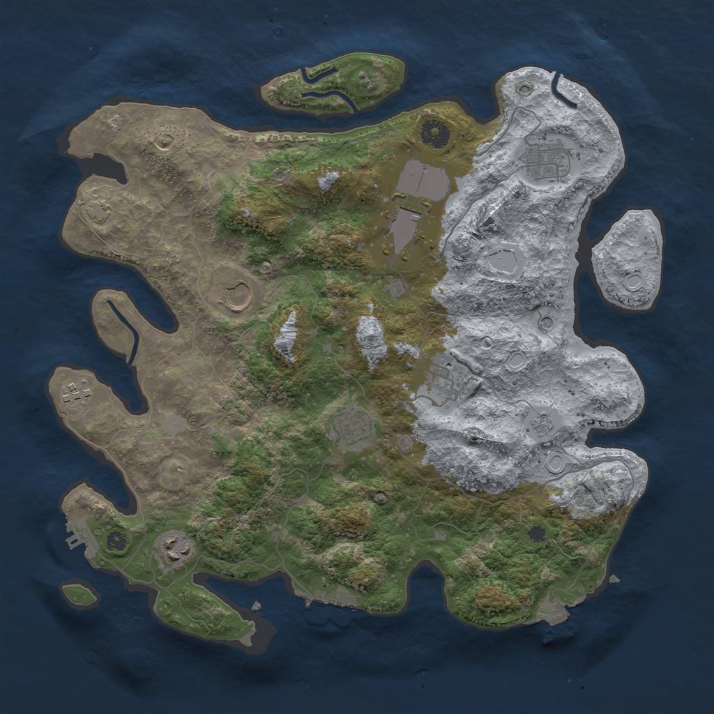 Rust Map: Procedural Map, Size: 3700, Seed: 1856970360, 15 Monuments