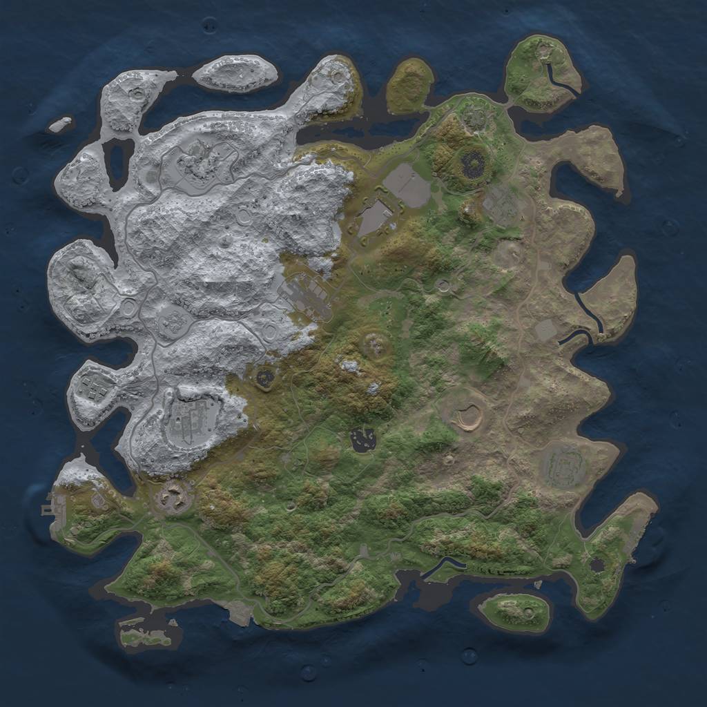 Rust Map: Procedural Map, Size: 4000, Seed: 596125990, 18 Monuments