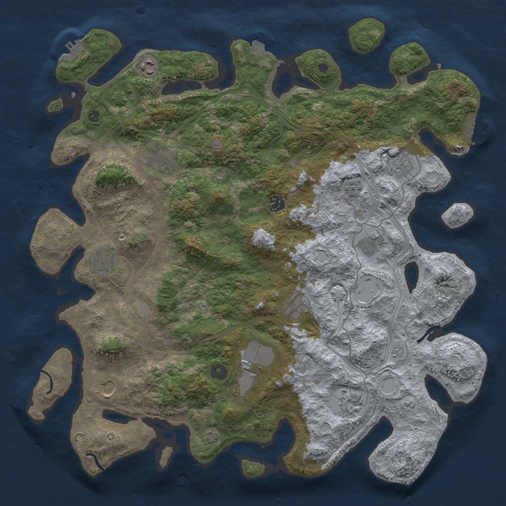 Rust Map: Procedural Map, Size: 4500, Seed: 1999215861, 19 Monuments