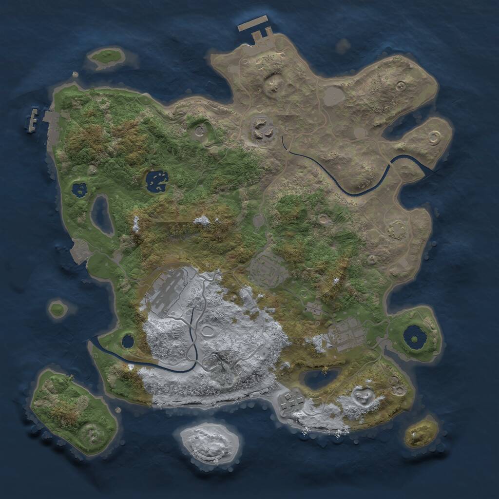 Rust Map: Procedural Map, Size: 3250, Seed: 1284197870, 11 Monuments