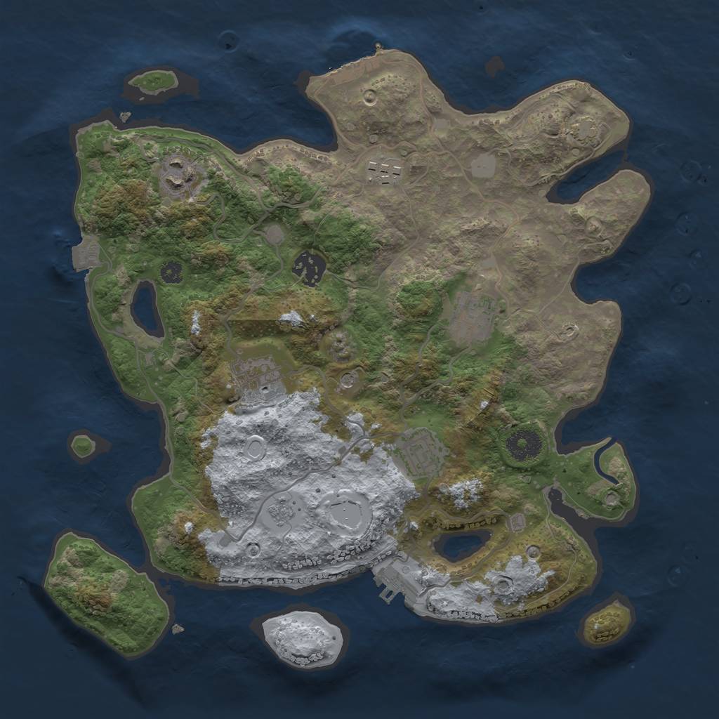 Rust Map: Procedural Map, Size: 3250, Seed: 1284197870, 14 Monuments