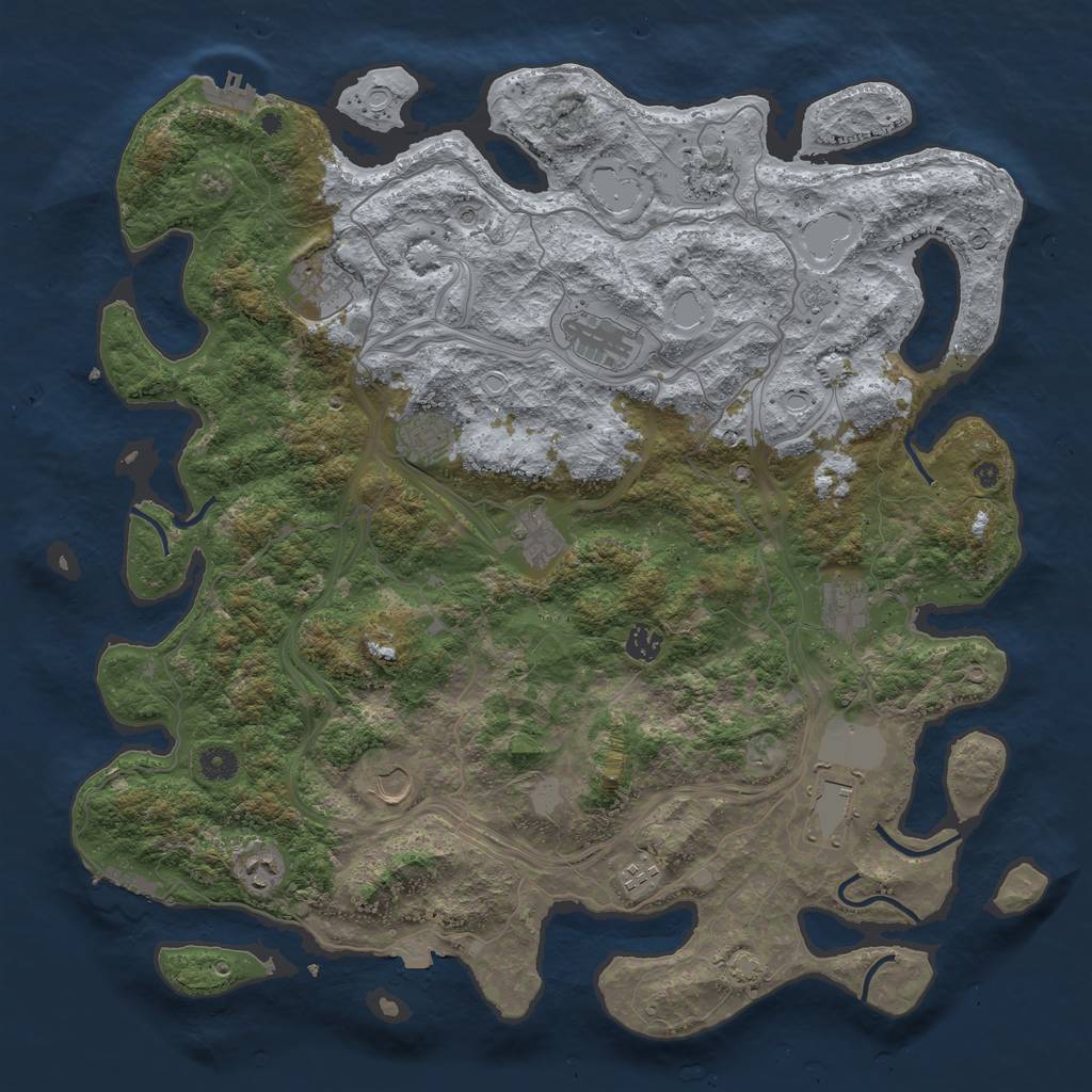 Rust Map: Procedural Map, Size: 4500, Seed: 285587105, 19 Monuments