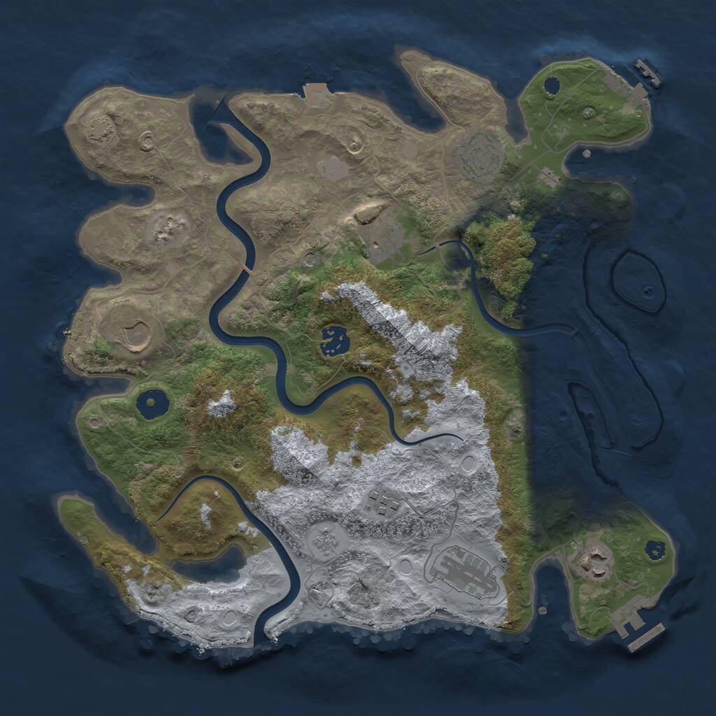 Rust Map: Procedural Map, Size: 3500, Seed: 1776899369, 13 Monuments