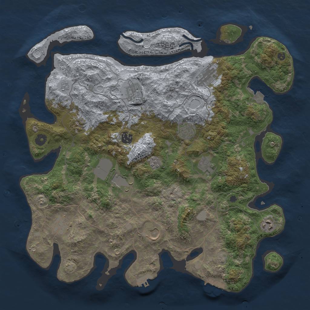Rust Map: Procedural Map, Size: 4000, Seed: 710077186, 19 Monuments