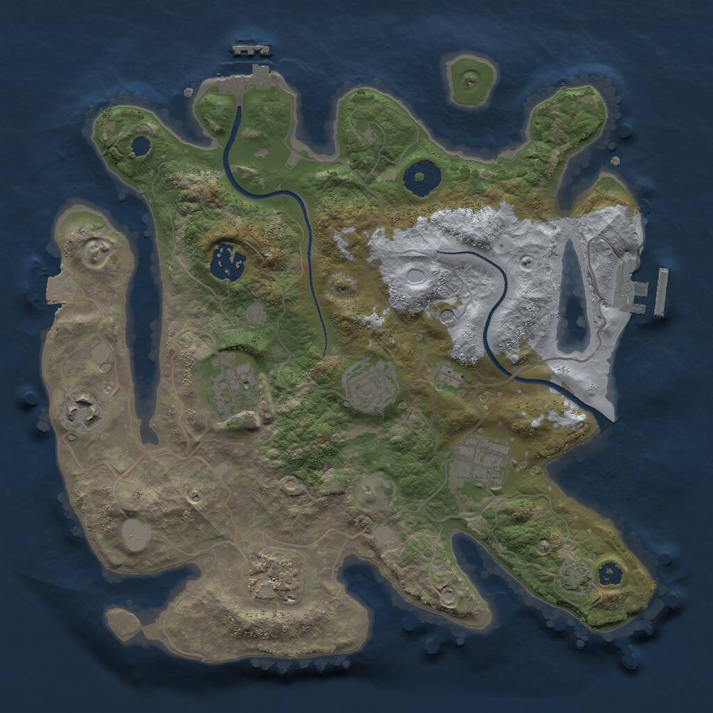 Rust Map: Procedural Map, Size: 3000, Seed: 44234, 11 Monuments