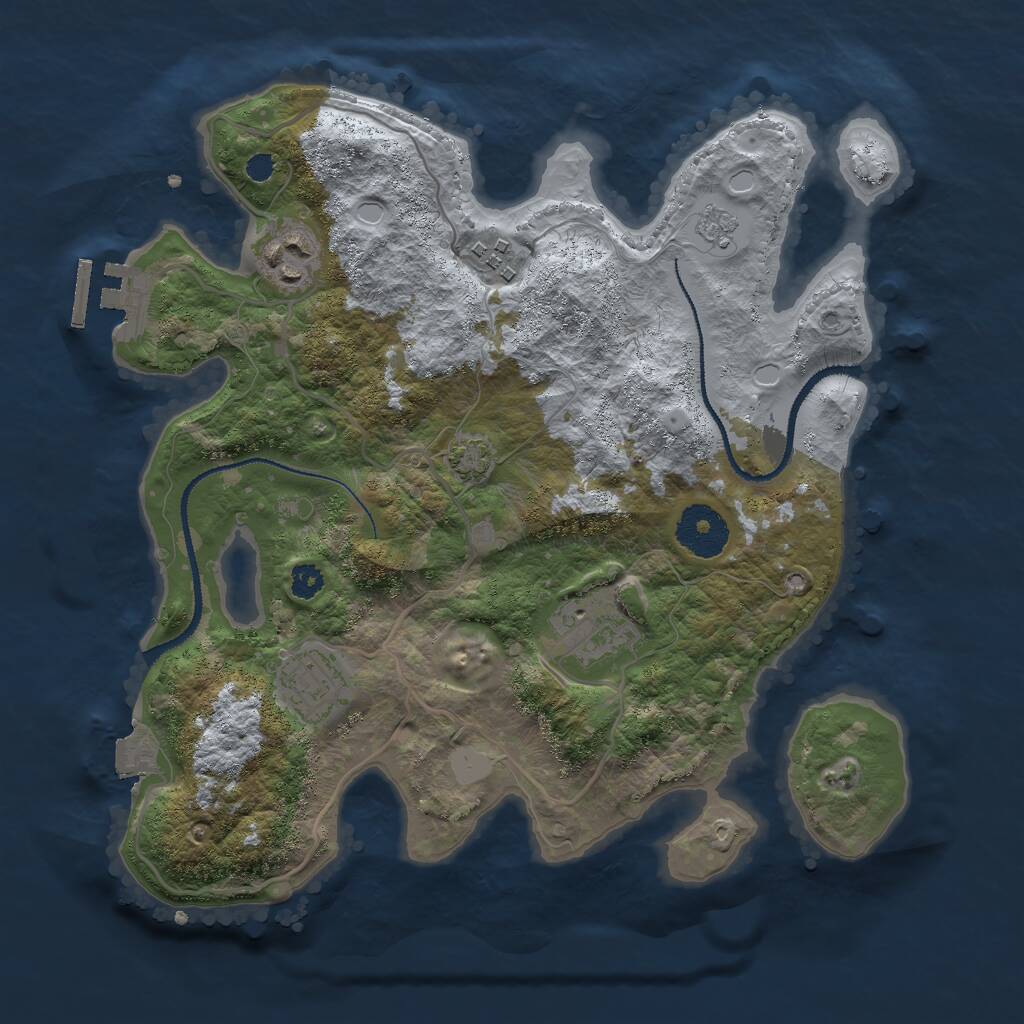 Rust Map: Procedural Map, Size: 3000, Seed: 864423157, 8 Monuments