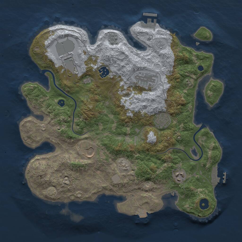 Rust Map: Procedural Map, Size: 3500, Seed: 5143641, 13 Monuments