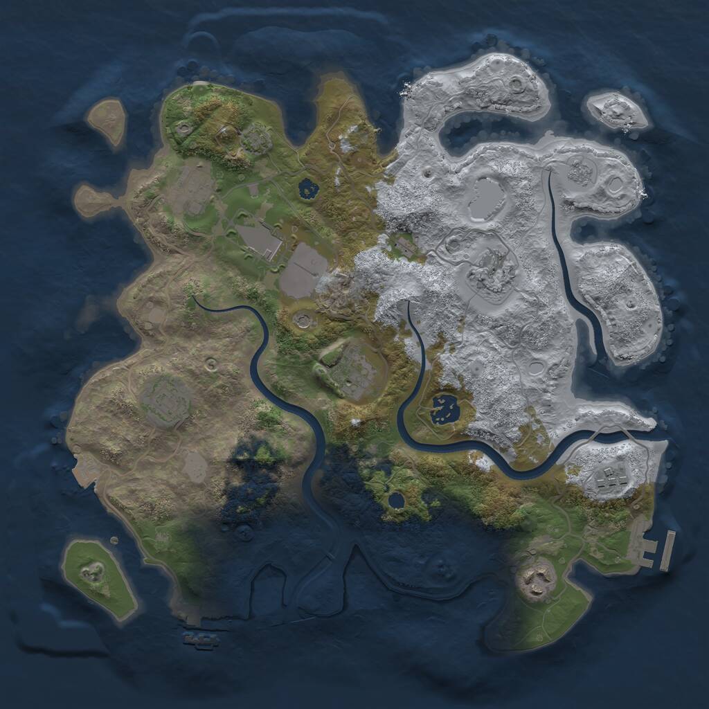 Rust Map: Procedural Map, Size: 3500, Seed: 1177388529, 14 Monuments