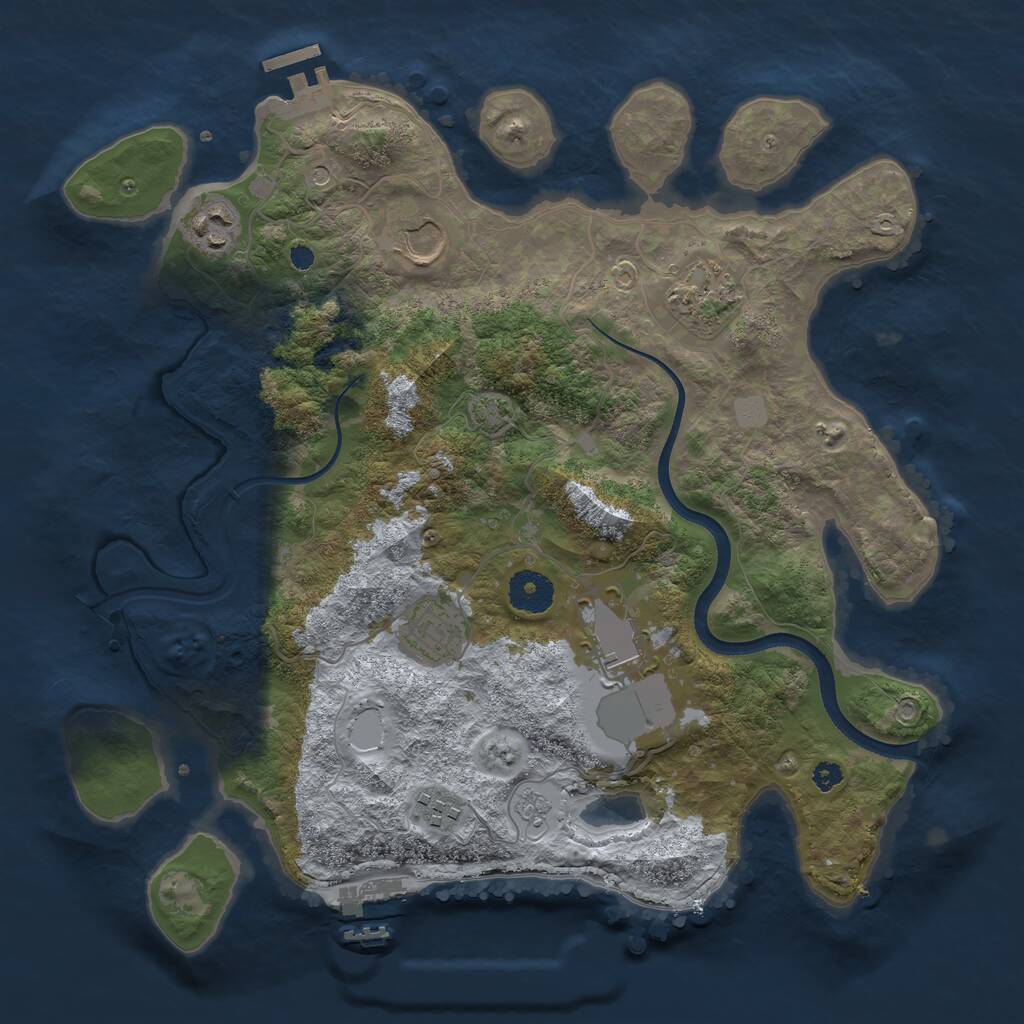 Rust Map: Procedural Map, Size: 3500, Seed: 1181066691, 12 Monuments