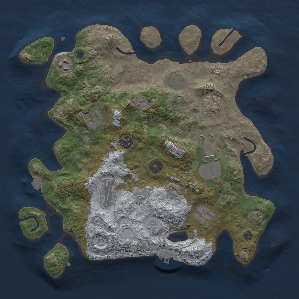 Rust Map: Procedural Map, Size: 3500, Seed: 1181066691, 16 Monuments