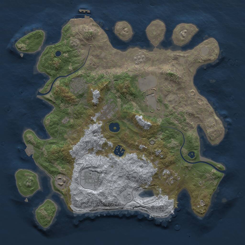 Rust Map: Procedural Map, Size: 3500, Seed: 1181066691, 12 Monuments