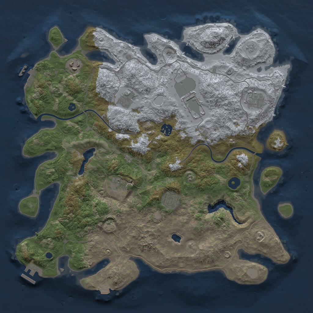 Rust Map: Procedural Map, Size: 4000, Seed: 10615632, 13 Monuments