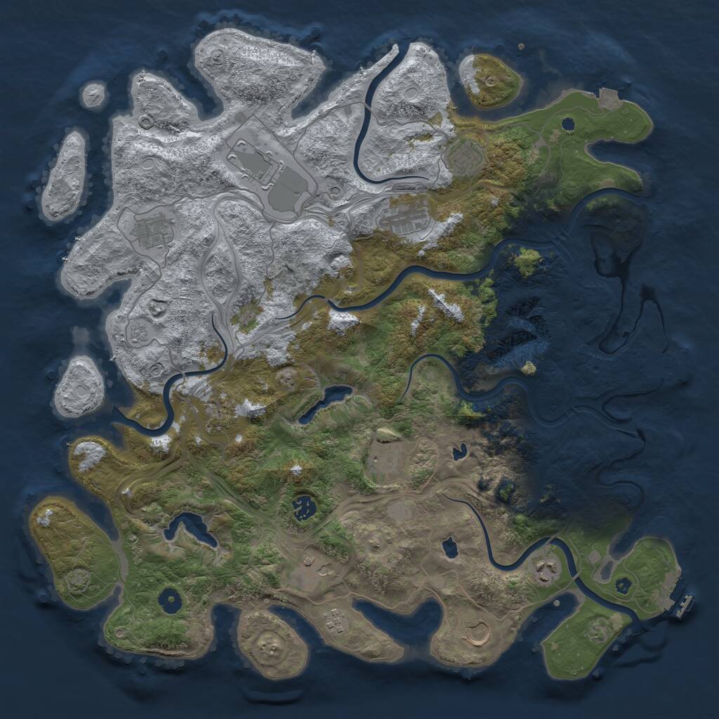 Rust Map: Procedural Map, Size: 4500, Seed: 1253783549, 17 Monuments