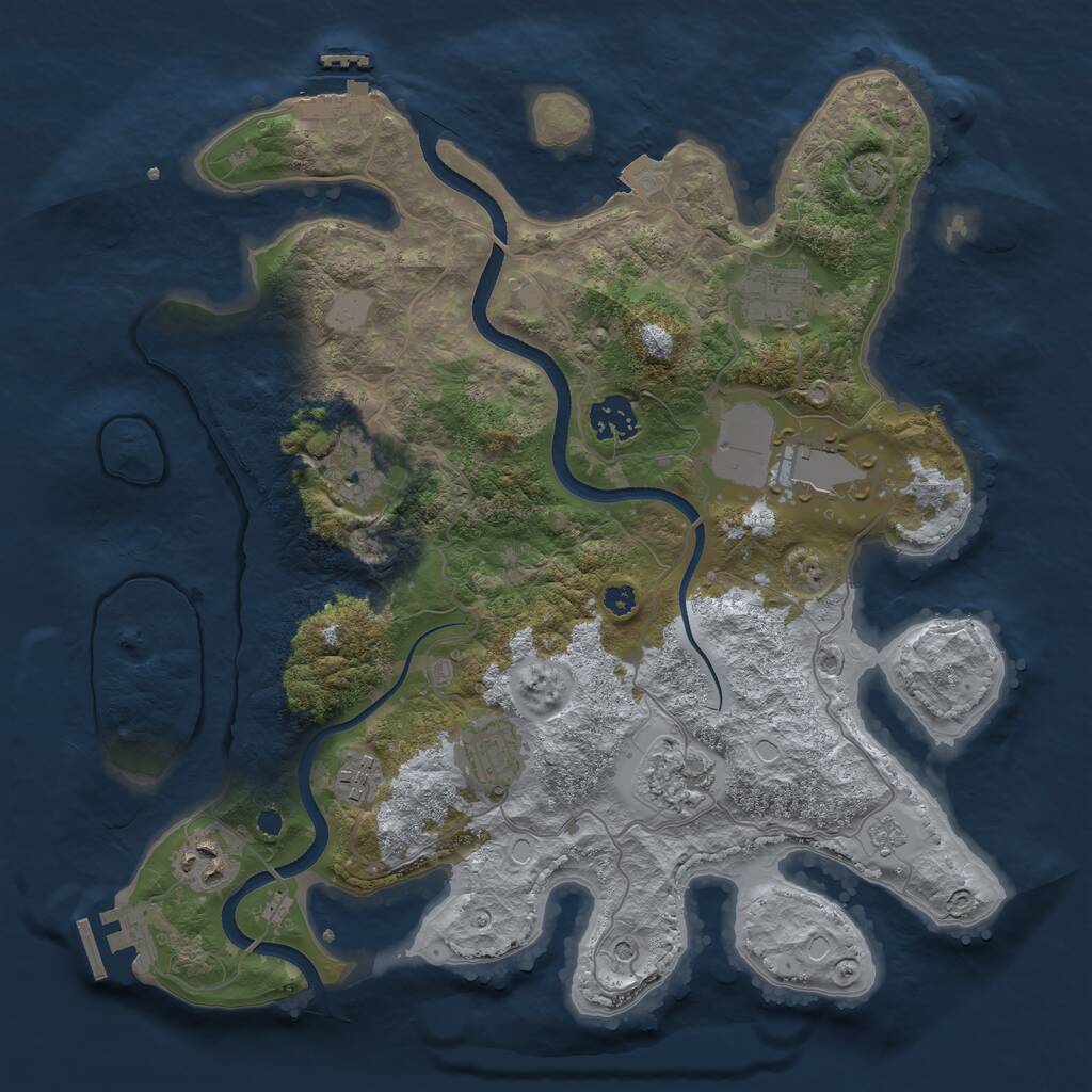 Rust Map: Procedural Map, Size: 3500, Seed: 120898695, 14 Monuments