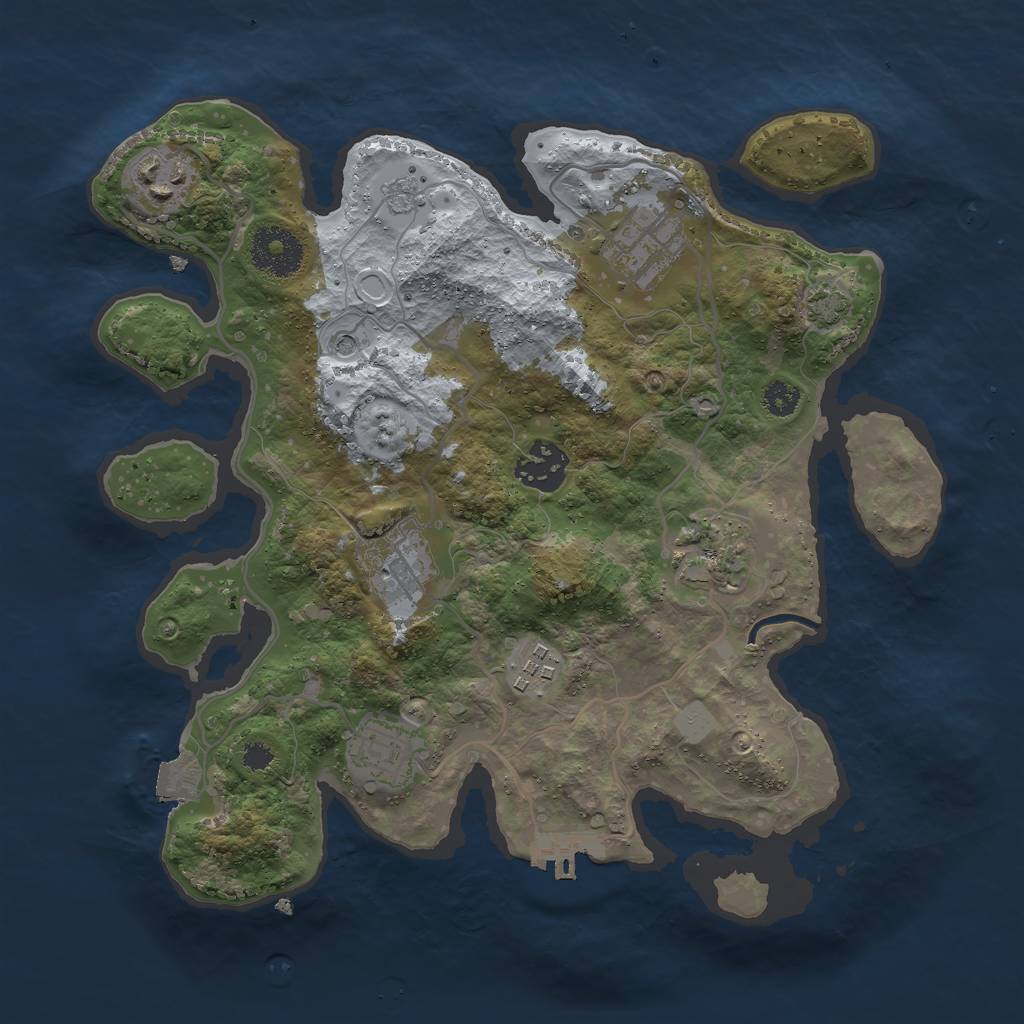 Rust Map: Procedural Map, Size: 3000, Seed: 1155850597, 14 Monuments