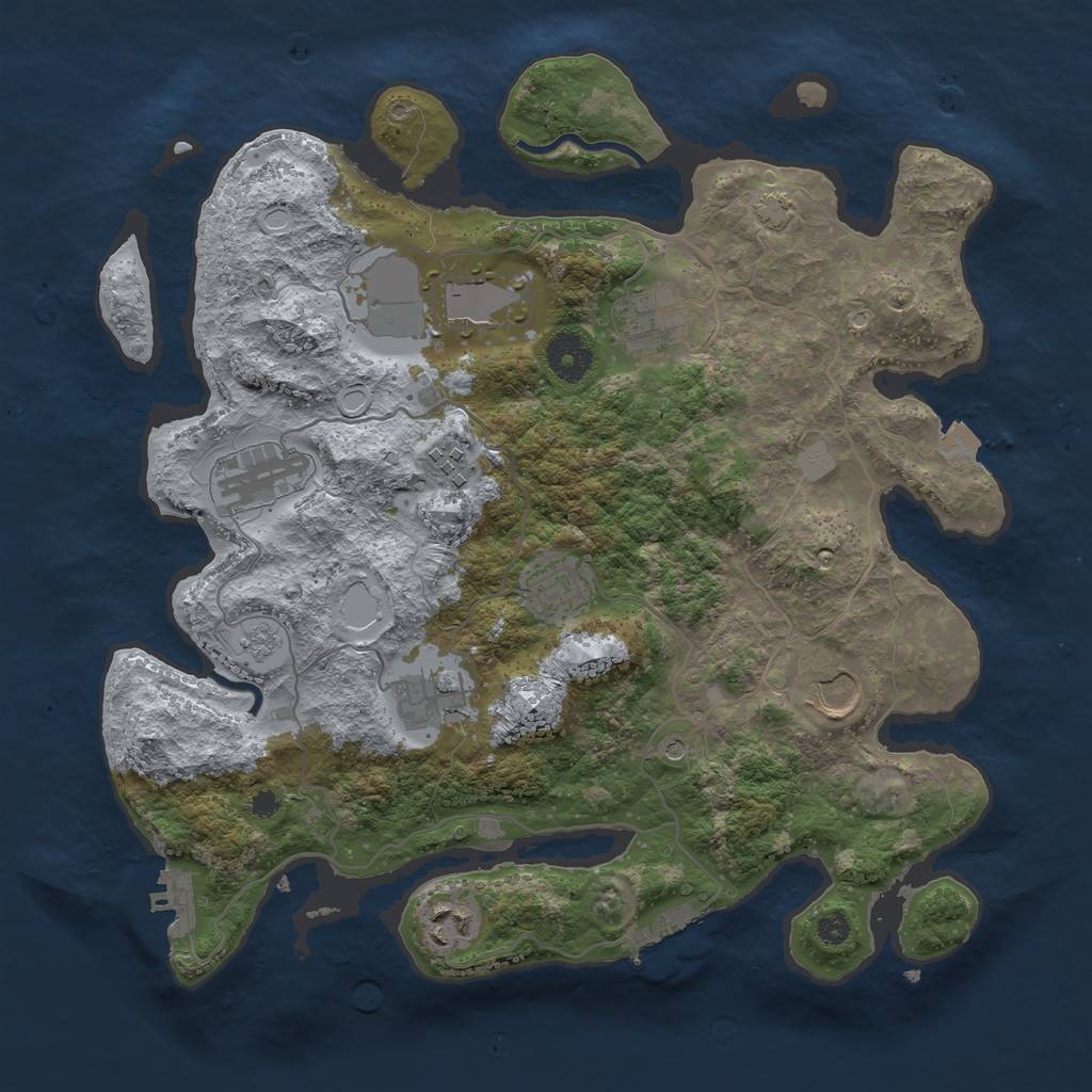 Rust Map: Procedural Map, Size: 3500, Seed: 1905544552, 16 Monuments