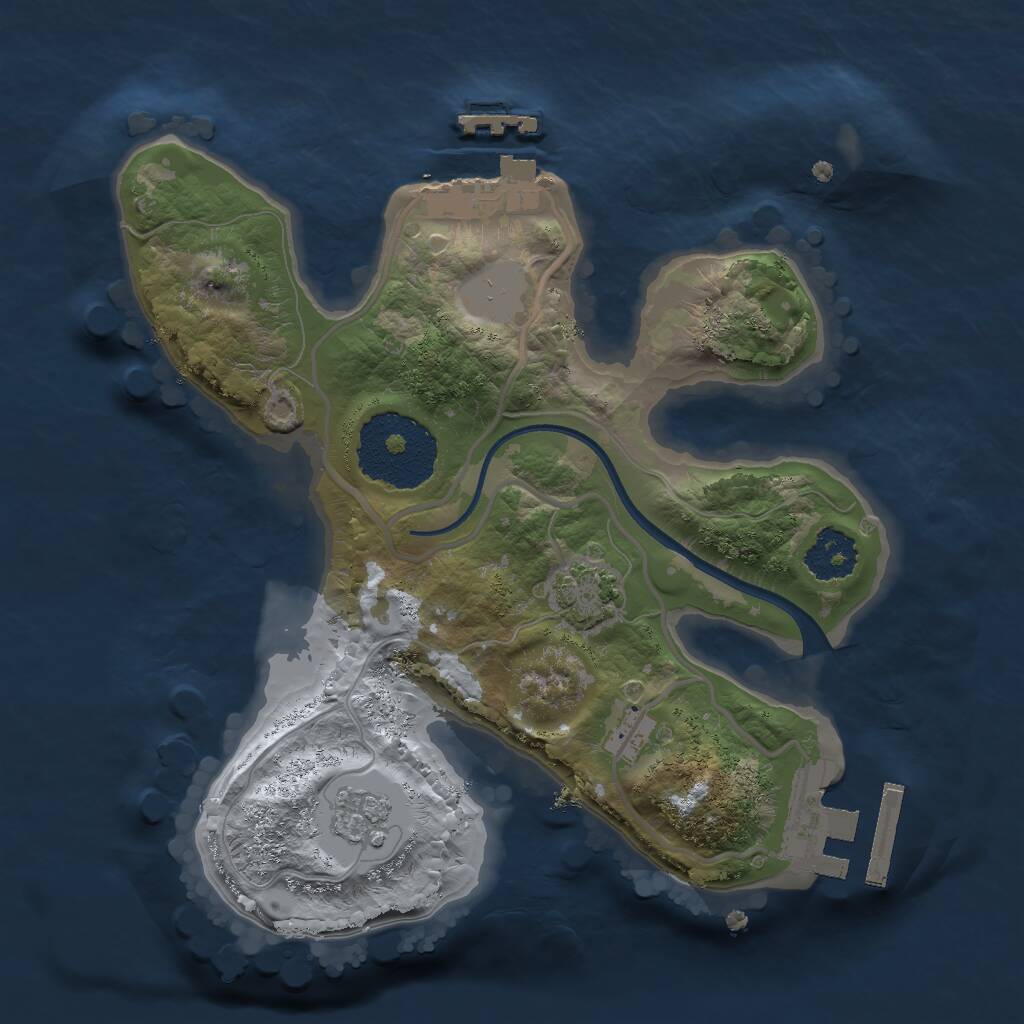 Rust Map: Procedural Map, Size: 2000, Seed: 330944139, 5 Monuments