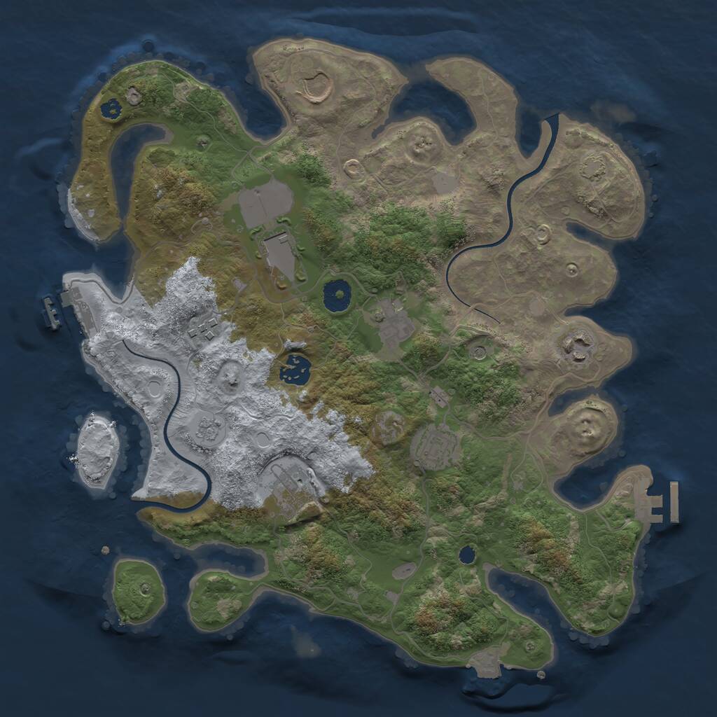Rust Map: Procedural Map, Size: 3500, Seed: 1250617812, 14 Monuments