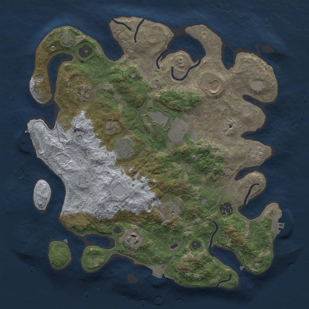 Rust Map: Procedural Map, Size: 3500, Seed: 1250617812, 16 Monuments