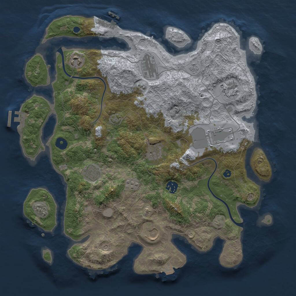Rust Map: Procedural Map, Size: 3750, Seed: 993001609, 15 Monuments
