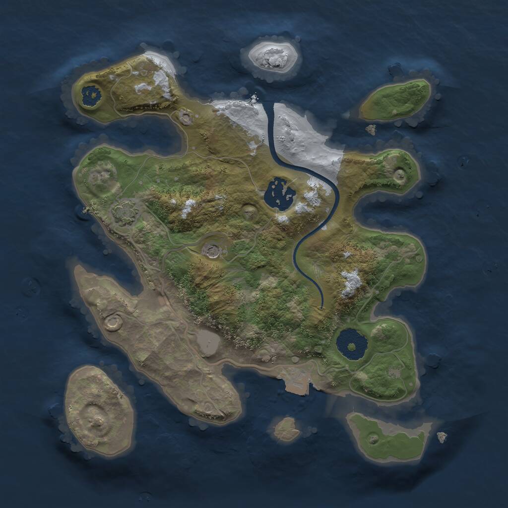 Rust Map: Procedural Map, Size: 2500, Seed: 667374997, 4 Monuments