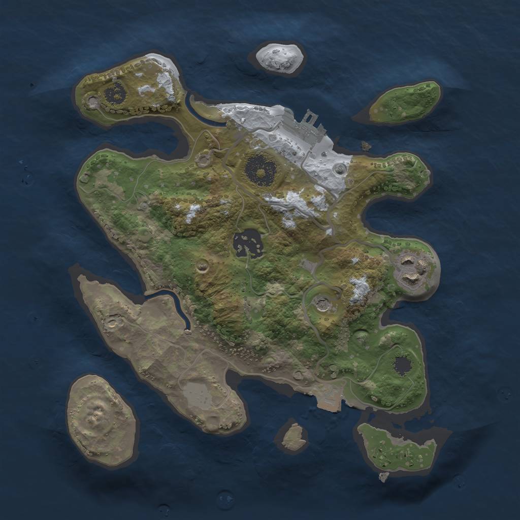 Rust Map: Procedural Map, Size: 2500, Seed: 667374997, 7 Monuments