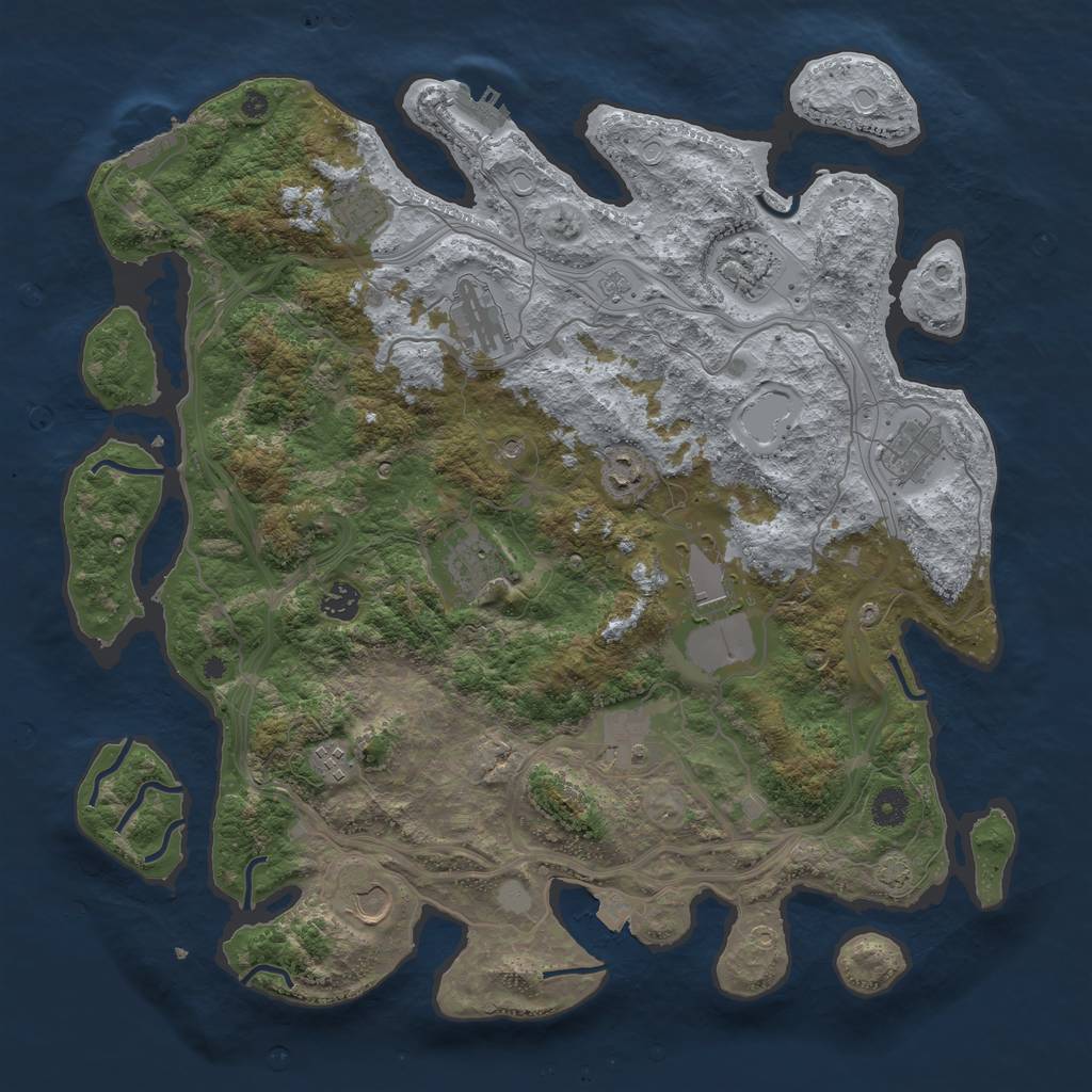 Rust Map: Procedural Map, Size: 4250, Seed: 993001609, 19 Monuments